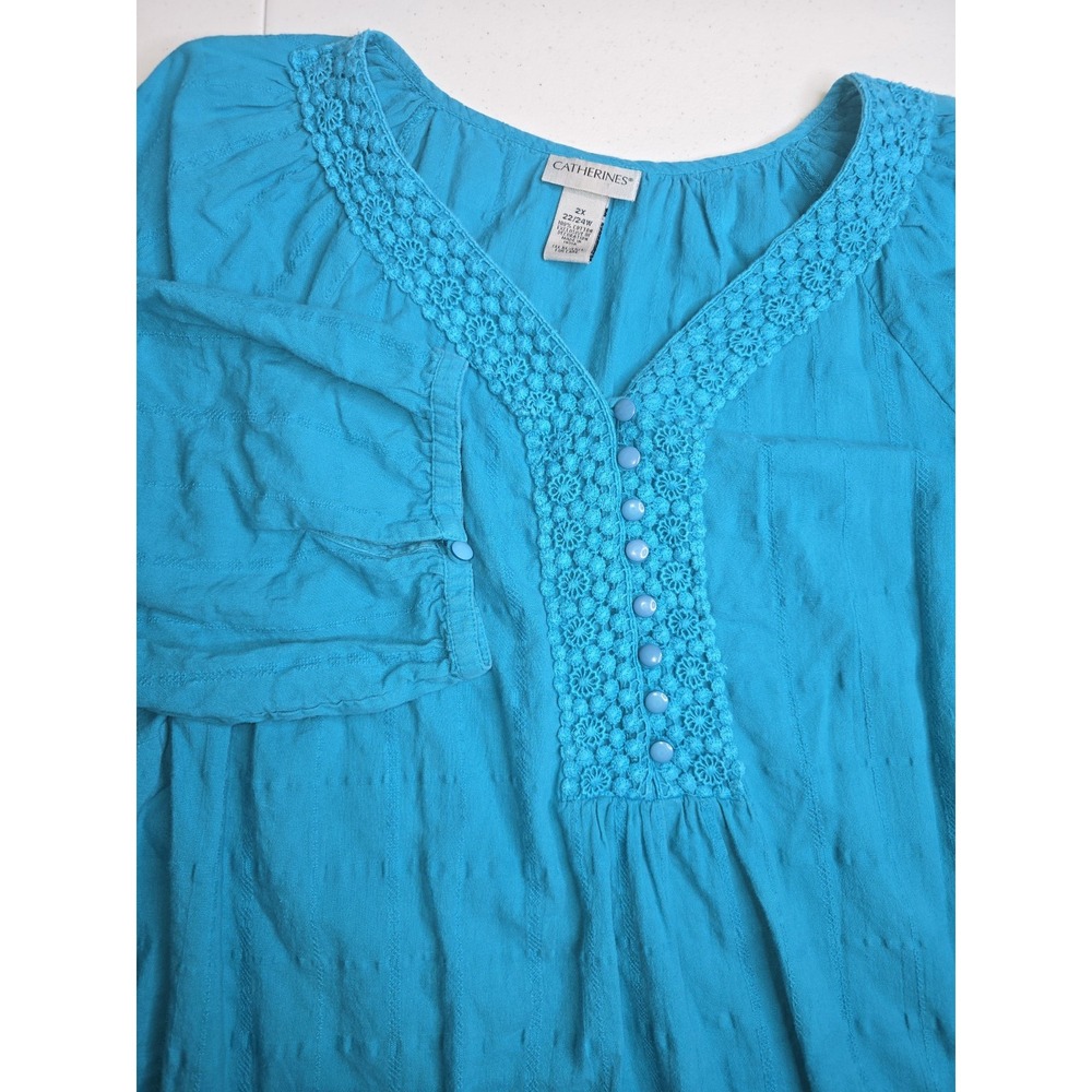 CATHERINES Women's 2X Teal Top Classic‎ -287